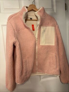 Joe fresh Women's Pink Sherpa Zip-Up Jacket